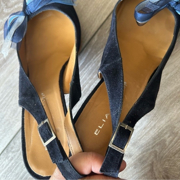 Elia Bruni Navy Suede Leather Slingback Pumps  Made in Spain - Picture 10 of 14